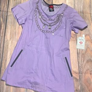 NWT Adorable Eckored Scrub Top XS